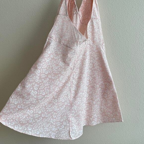 handmade pink white floral halter mini summer dress - Picture 7 of 9